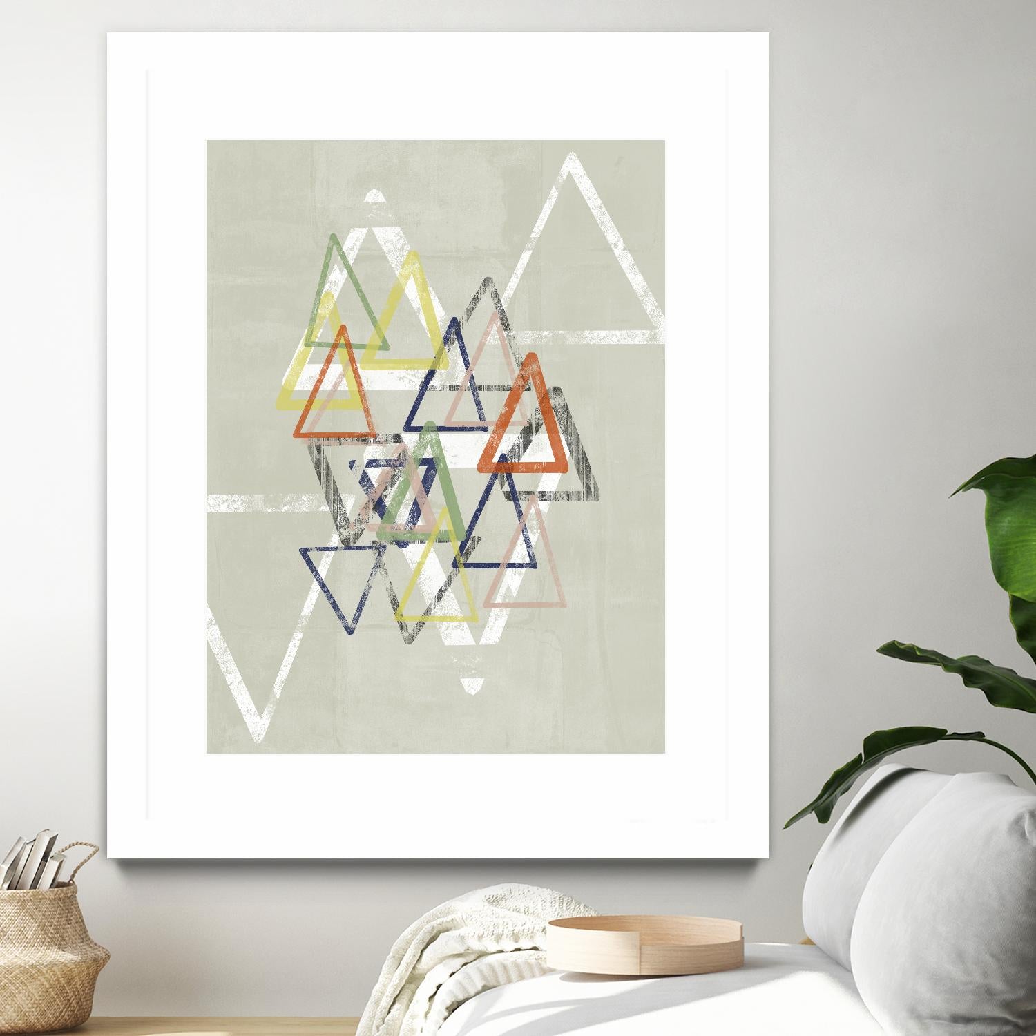 Stamped Triangles II by Jennifer Goldberger on GIANT ART - beige abstract geometrical