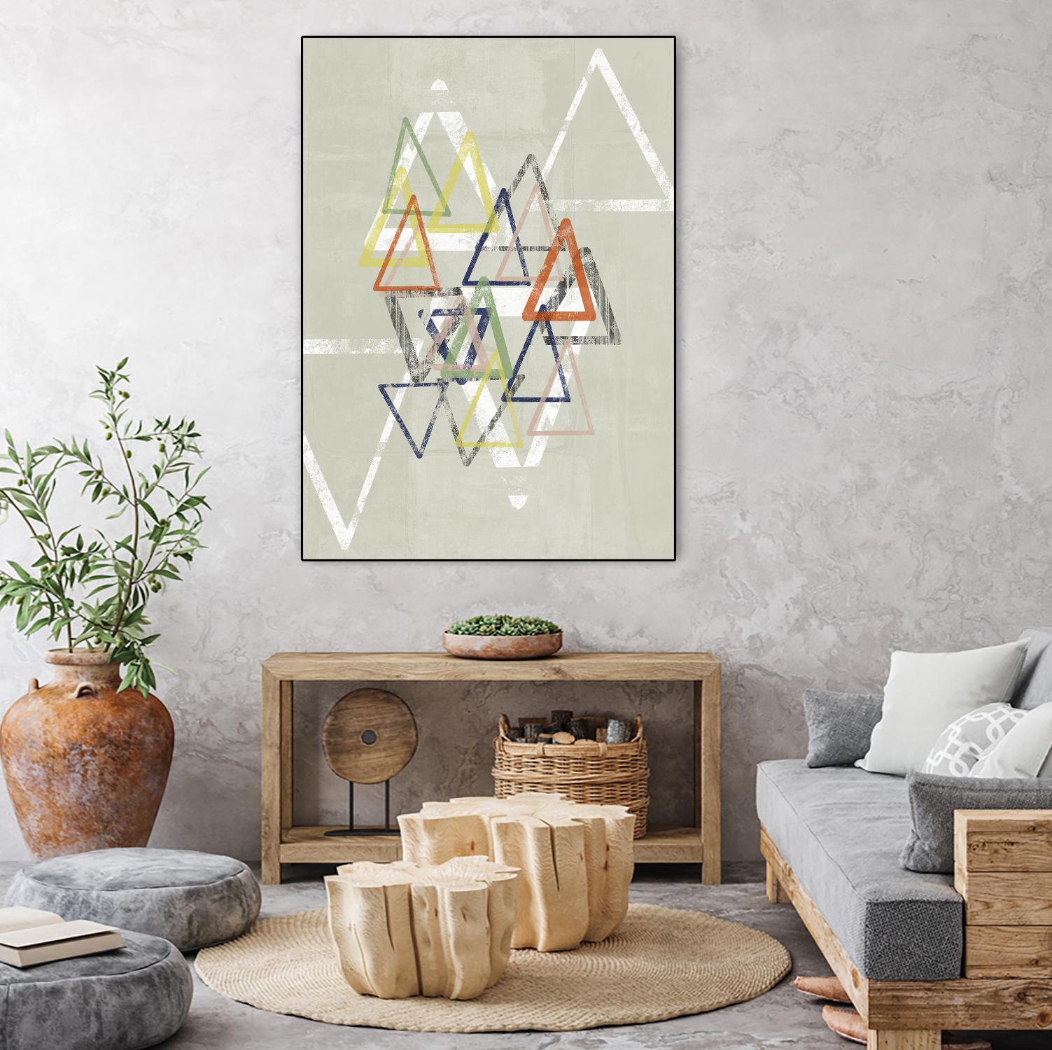 Stamped Triangles II by Jennifer Goldberger on GIANT ART - beige abstract geometrical