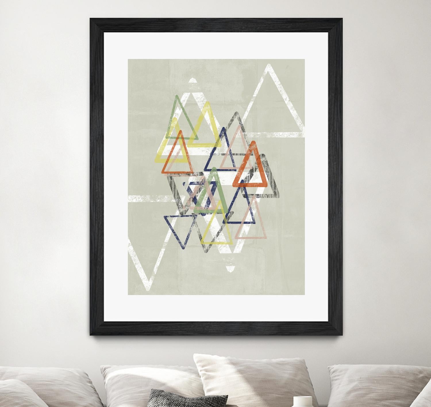 Stamped Triangles II by Jennifer Goldberger on GIANT ART - beige abstract geometrical