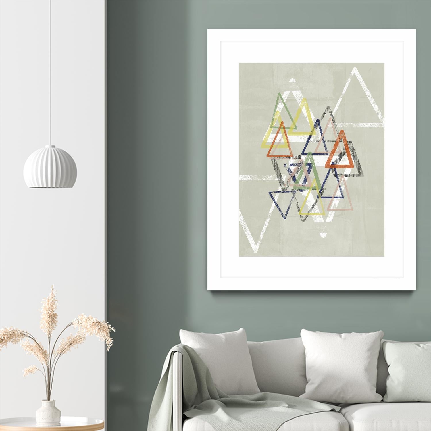 Stamped Triangles II by Jennifer Goldberger on GIANT ART - beige abstract geometrical