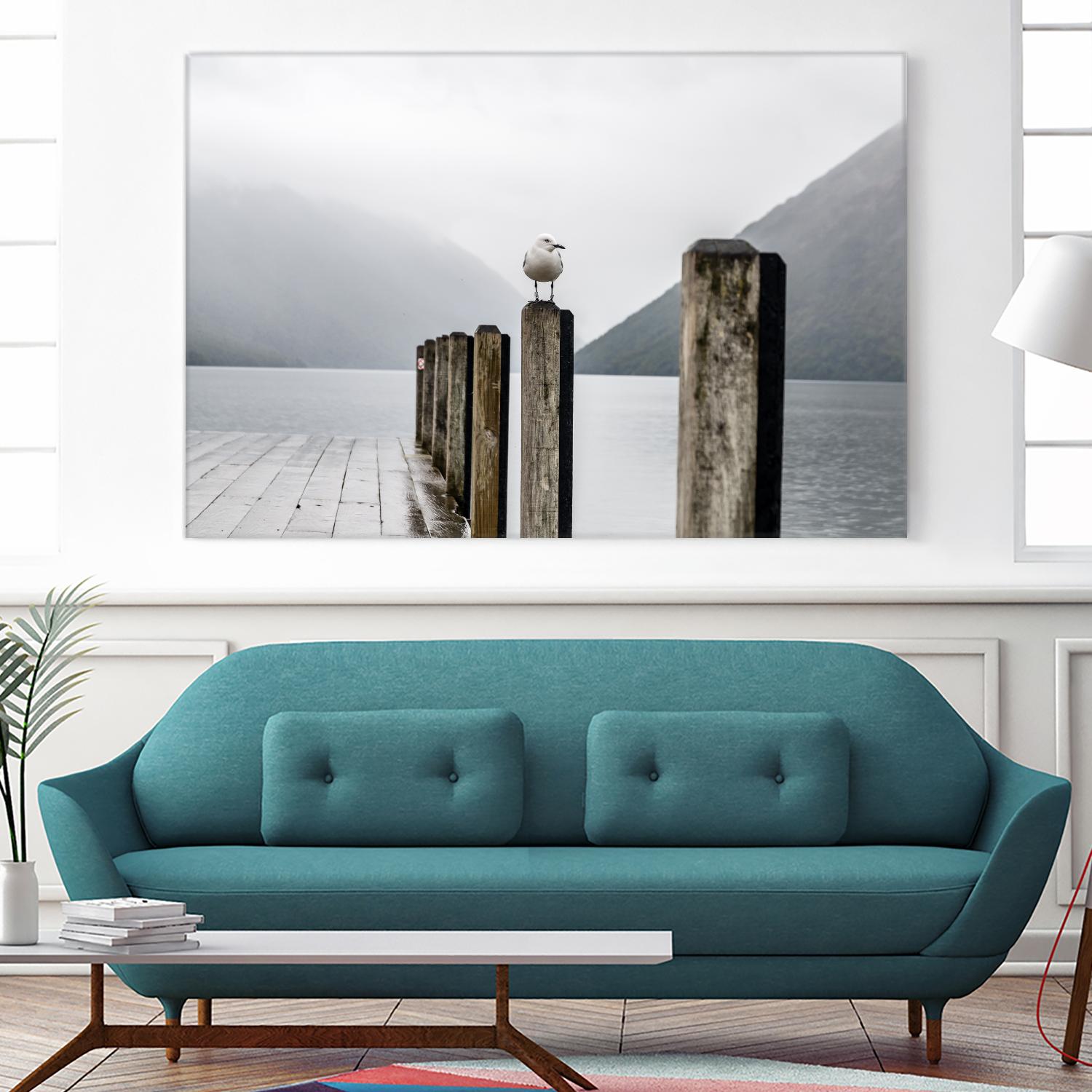 Foggy pier by Pexels on GIANT ART - white nautical