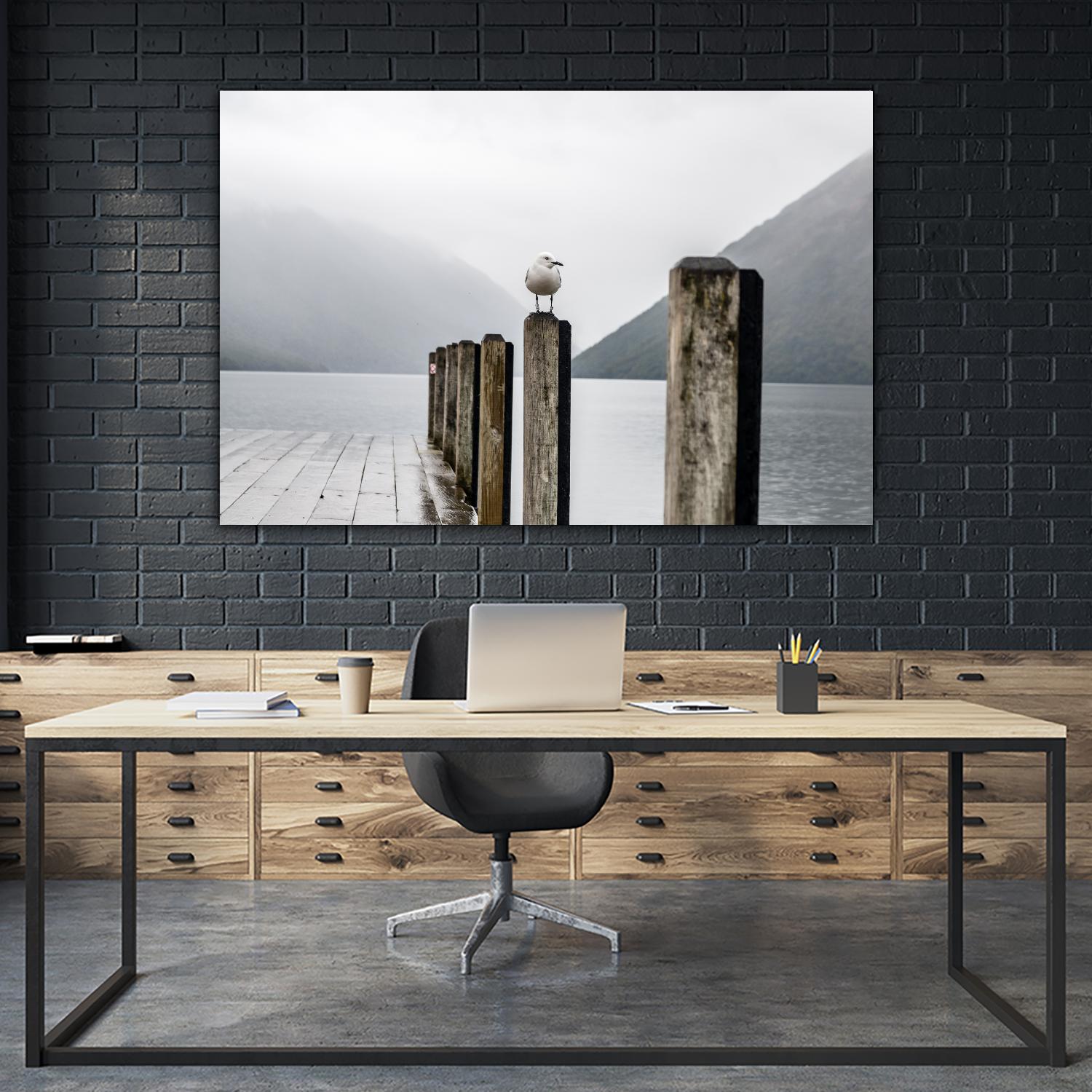 Foggy pier by Pexels on GIANT ART - white nautical