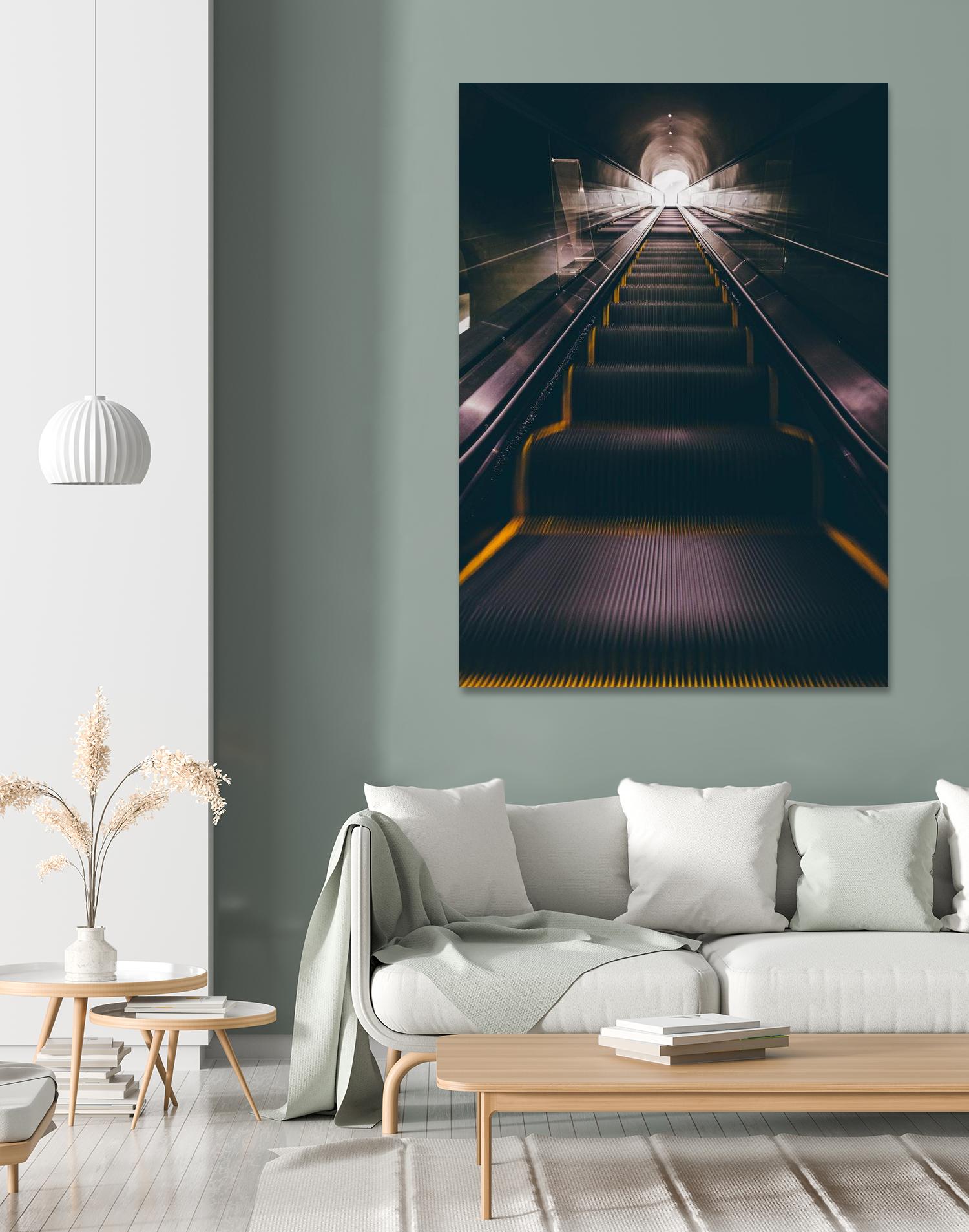 Escalator by Pexels on GIANT ART - yellow architectural