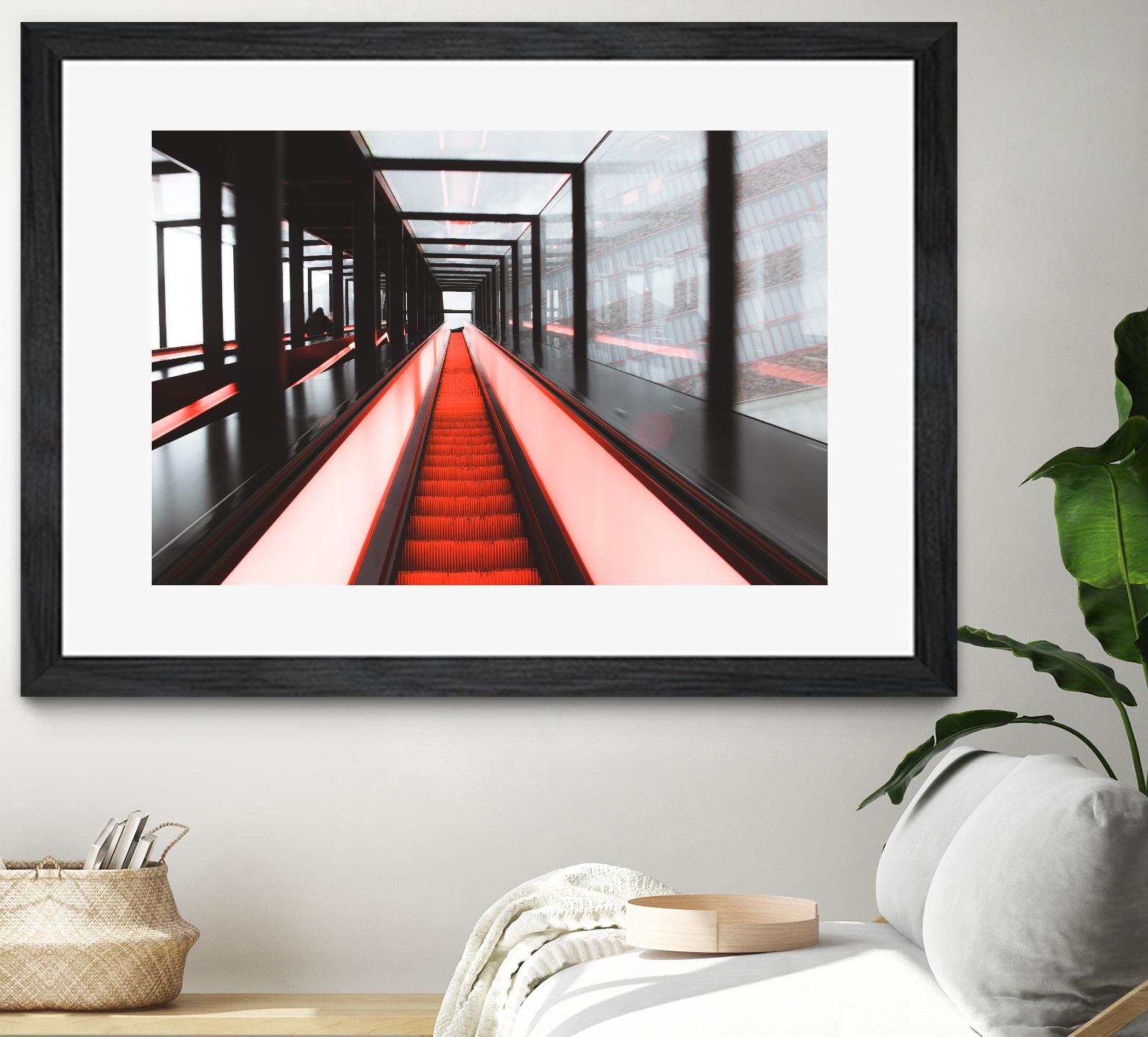 Red escalator by Pexels on GIANT ART - black photo art