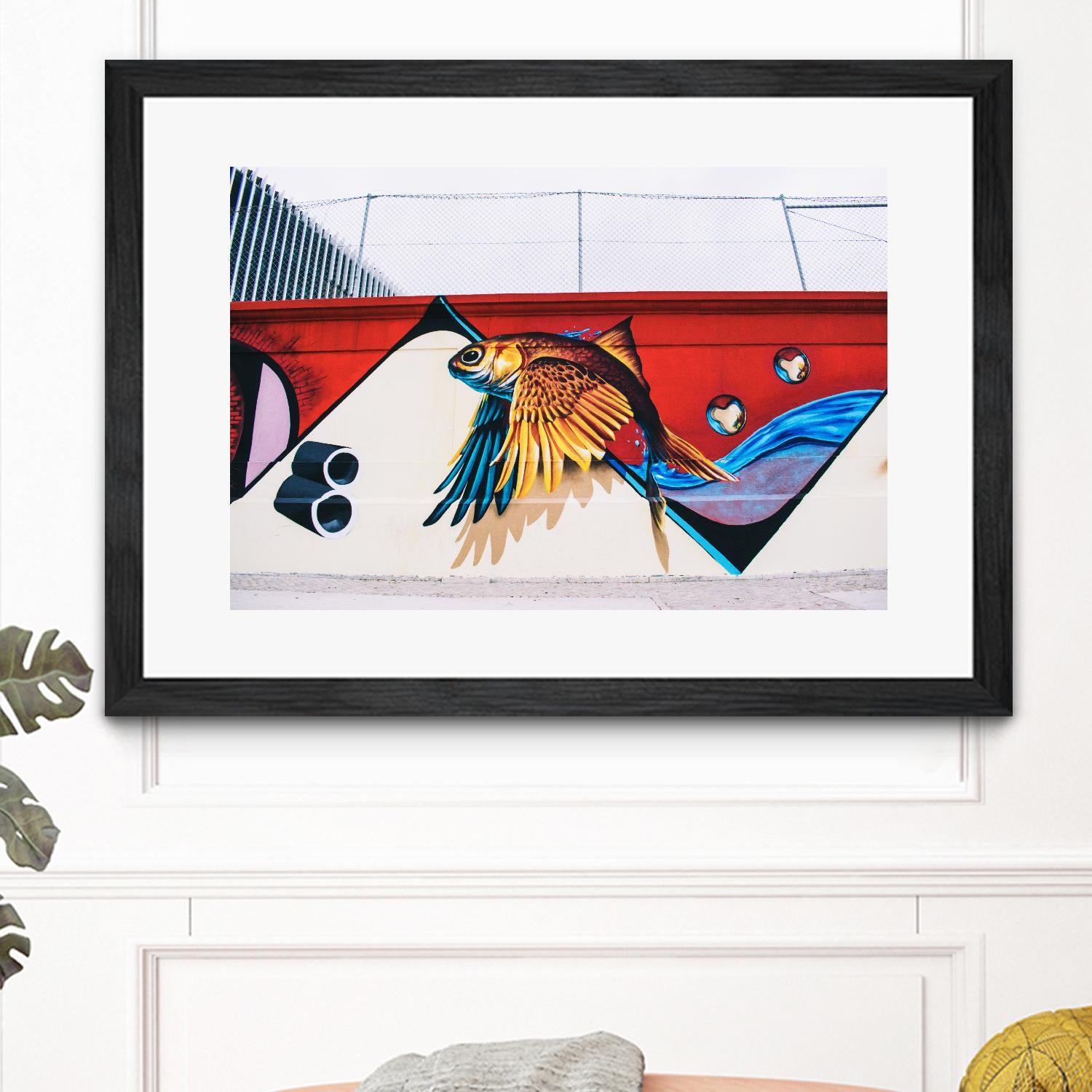 Flying fish graffiti by Pexels on GIANT ART - blue architectural