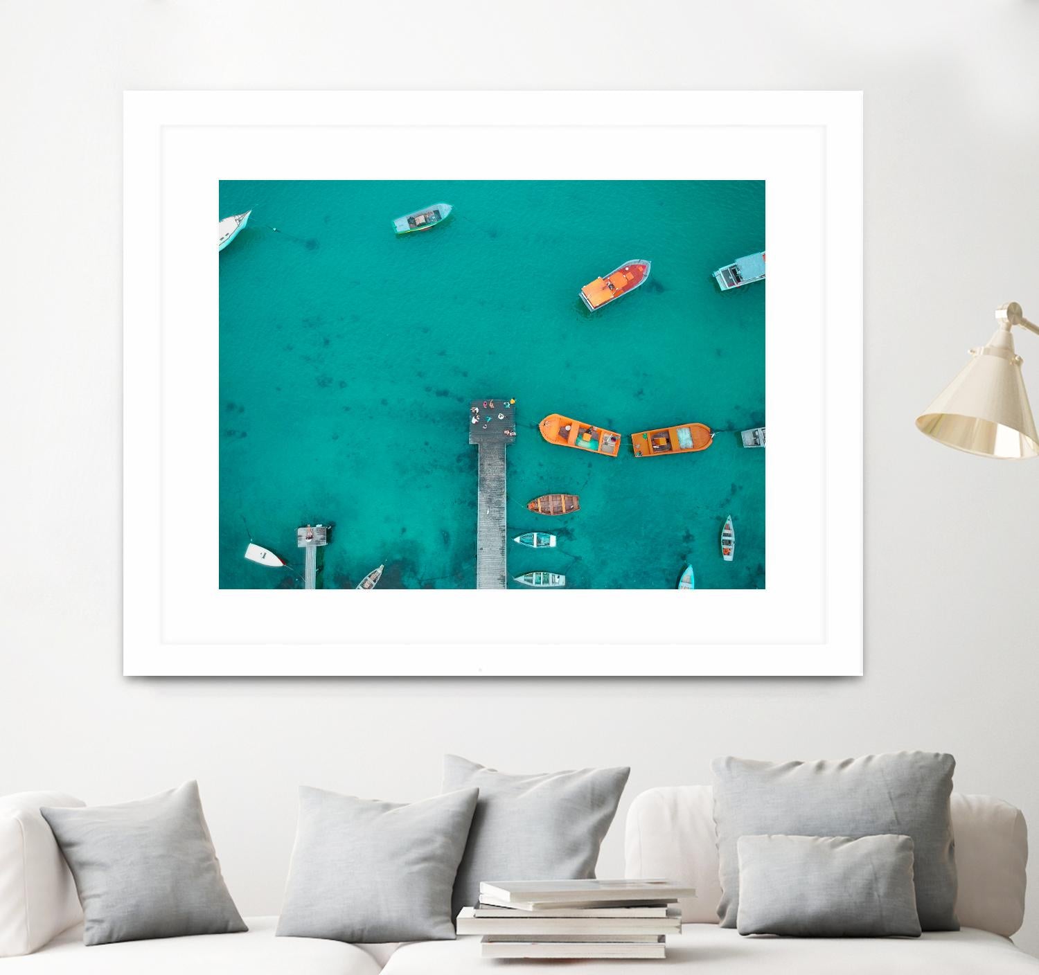 Boat traffic by Pexels on GIANT ART - orange sea scene