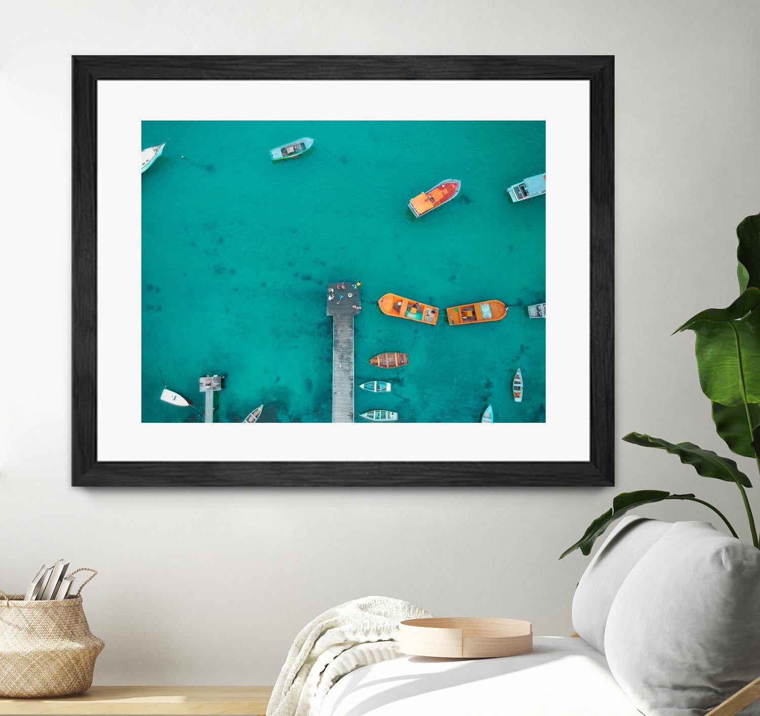 Boat traffic by Pexels on GIANT ART - orange sea scene