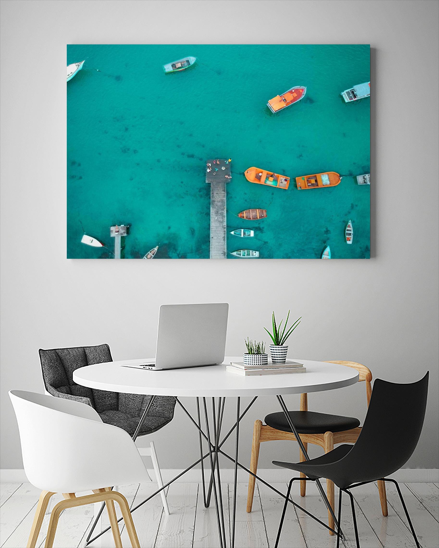 Boat traffic by Pexels on GIANT ART - orange sea scene