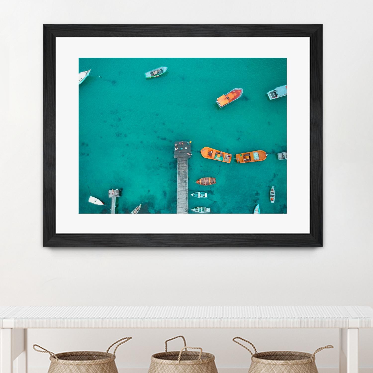 Boat traffic by Pexels on GIANT ART - orange sea scene