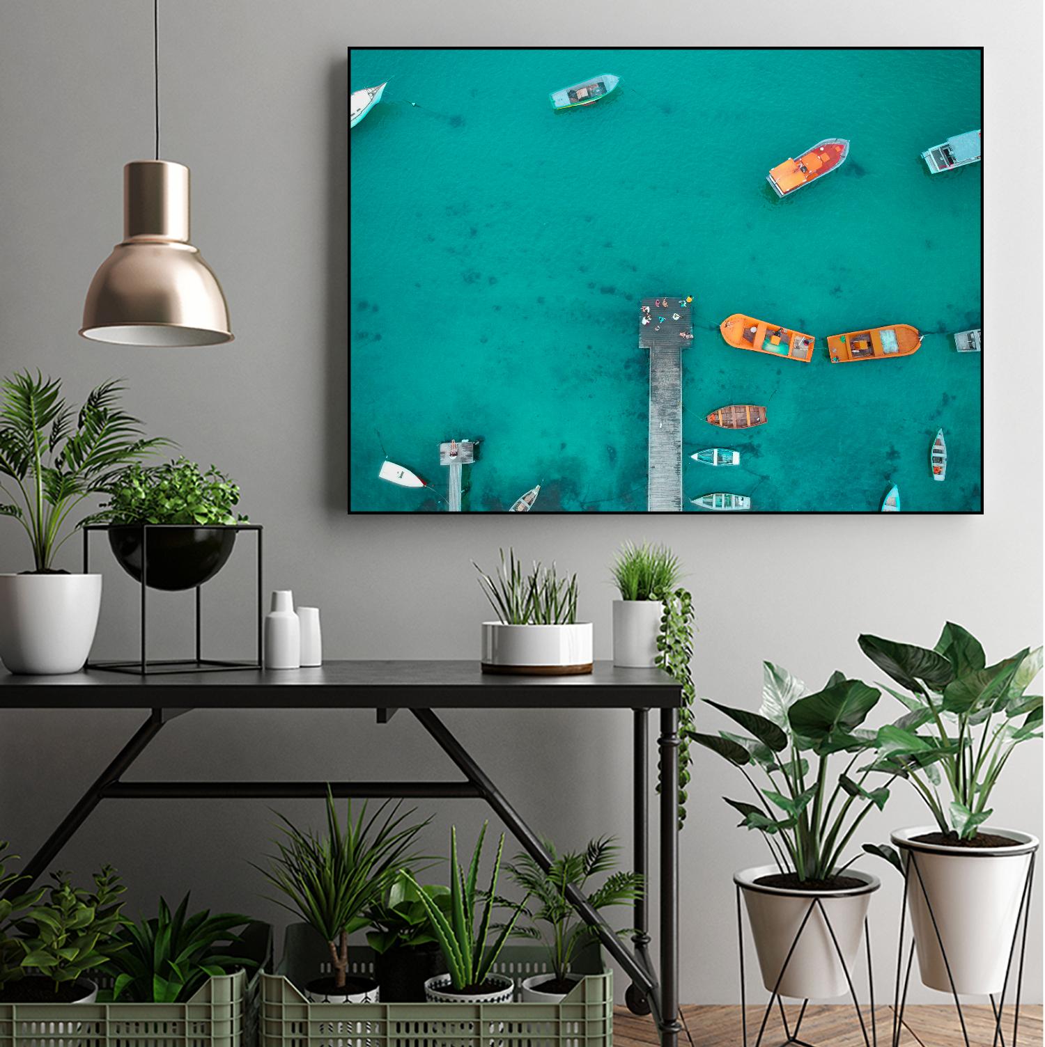 Boat traffic by Pexels on GIANT ART - blue sea scene