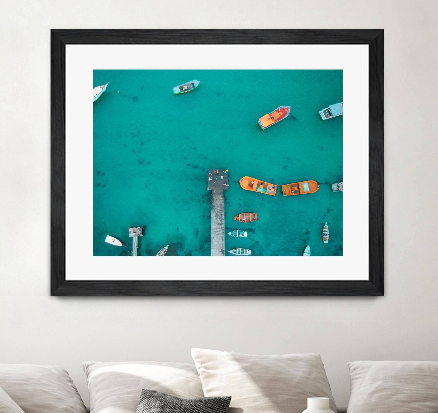 Boat traffic by Pexels on GIANT ART - orange sea scene