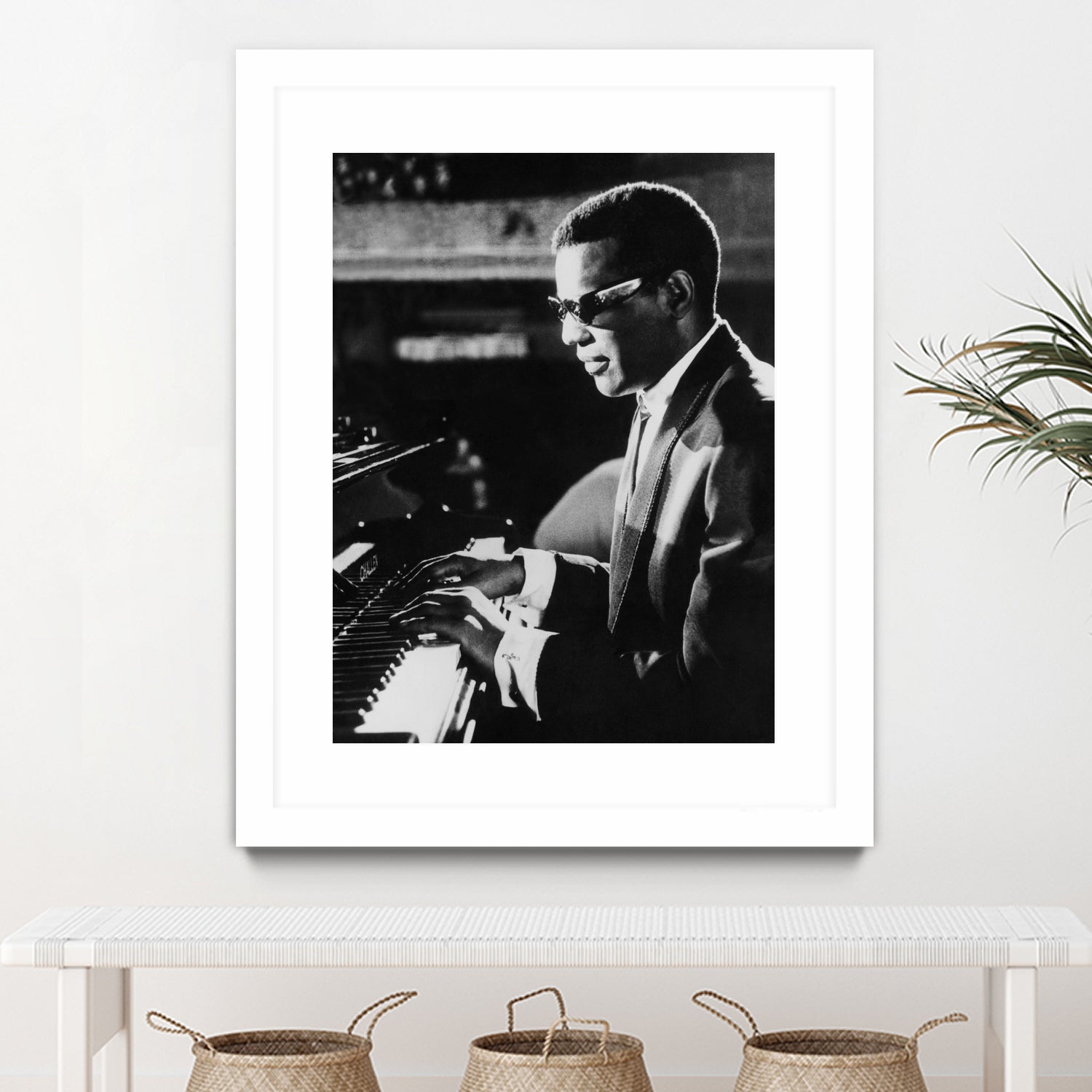 Ray Charles At The Piano by Bridgeman Images  on GIANT ART - black and white photography