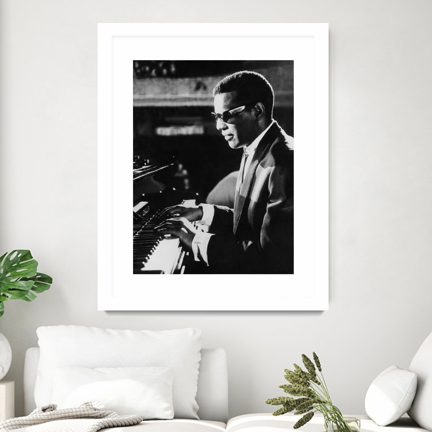 Ray Charles At The Piano by Bridgeman Images  on GIANT ART - black and white photography