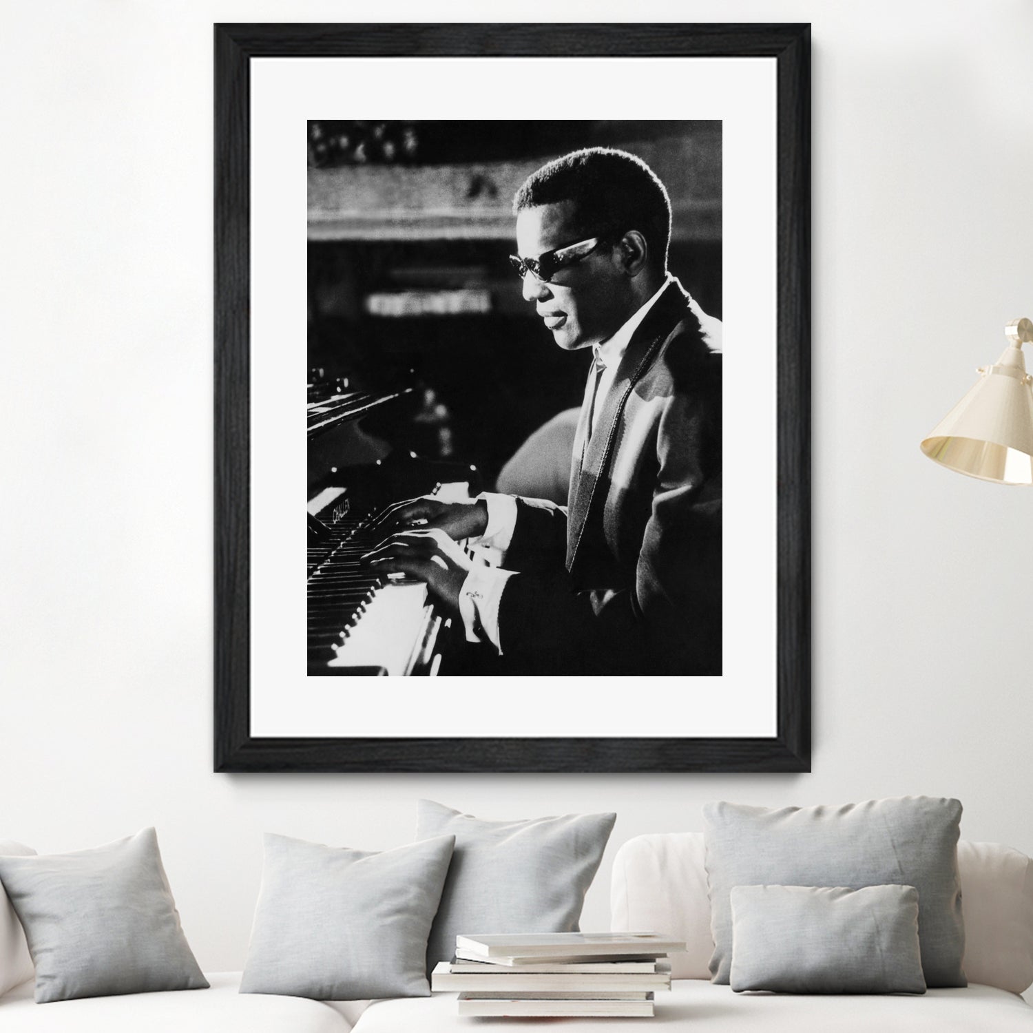 Ray Charles At The Piano by Bridgeman Images  on GIANT ART - black and white photography