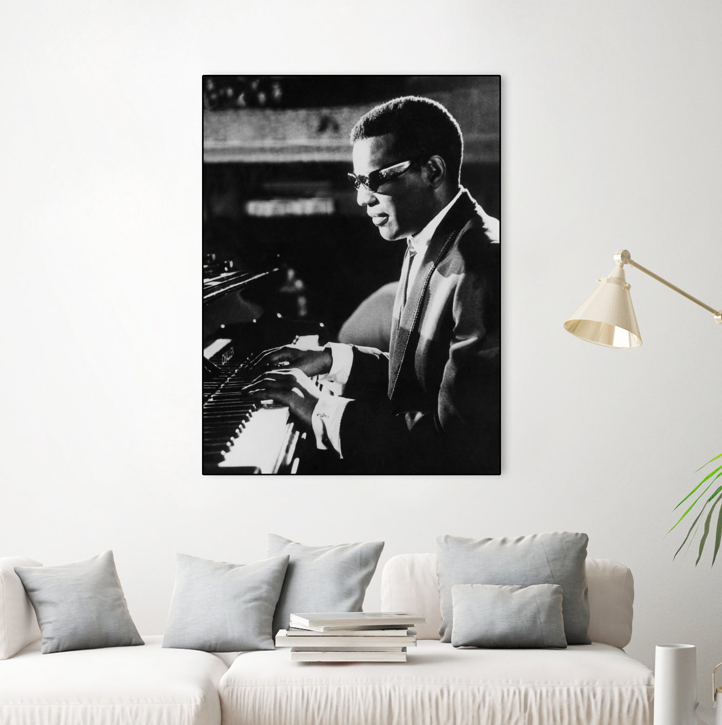 Ray Charles At The Piano by Bridgeman Images  on GIANT ART - black and white photography