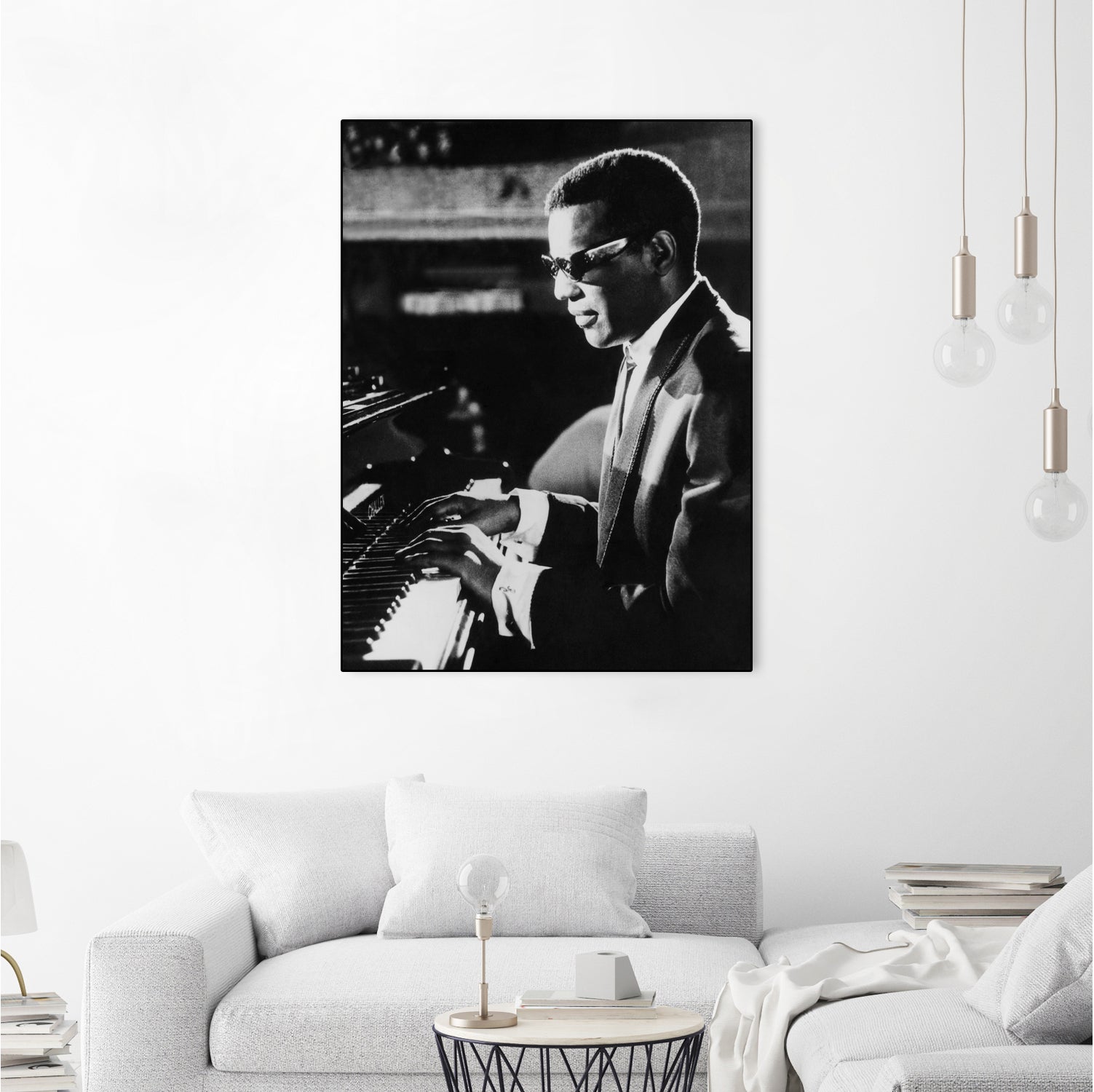 Ray Charles At The Piano by Bridgeman Images  on GIANT ART - black and white photography