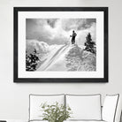 A Skier On Top Of Mount Hood by Bridgman Images  on GIANT ART - black and white photography