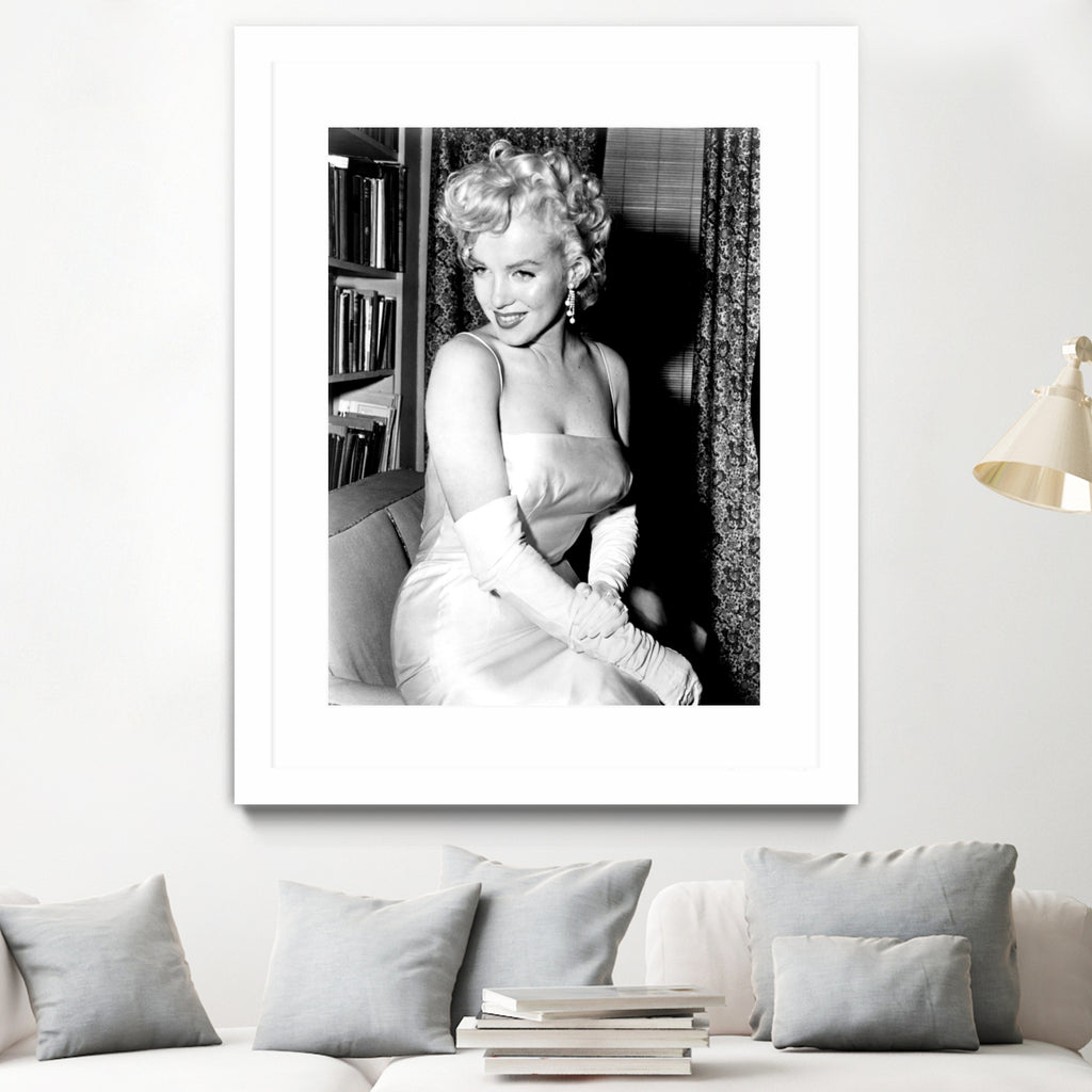 Marilyn Monroe during a party for the birth of the Marilyn Monroe Productions, 1955 by Bridgeman Images on GIANT ART - black and white photography