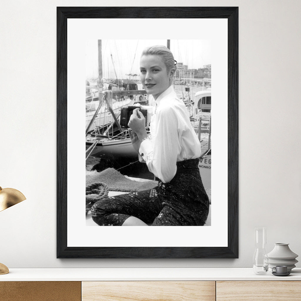 Grace Kelly During Cannes Festival on May 6, 1955 by Bridgeman Images  on GIANT ART - black and white photography