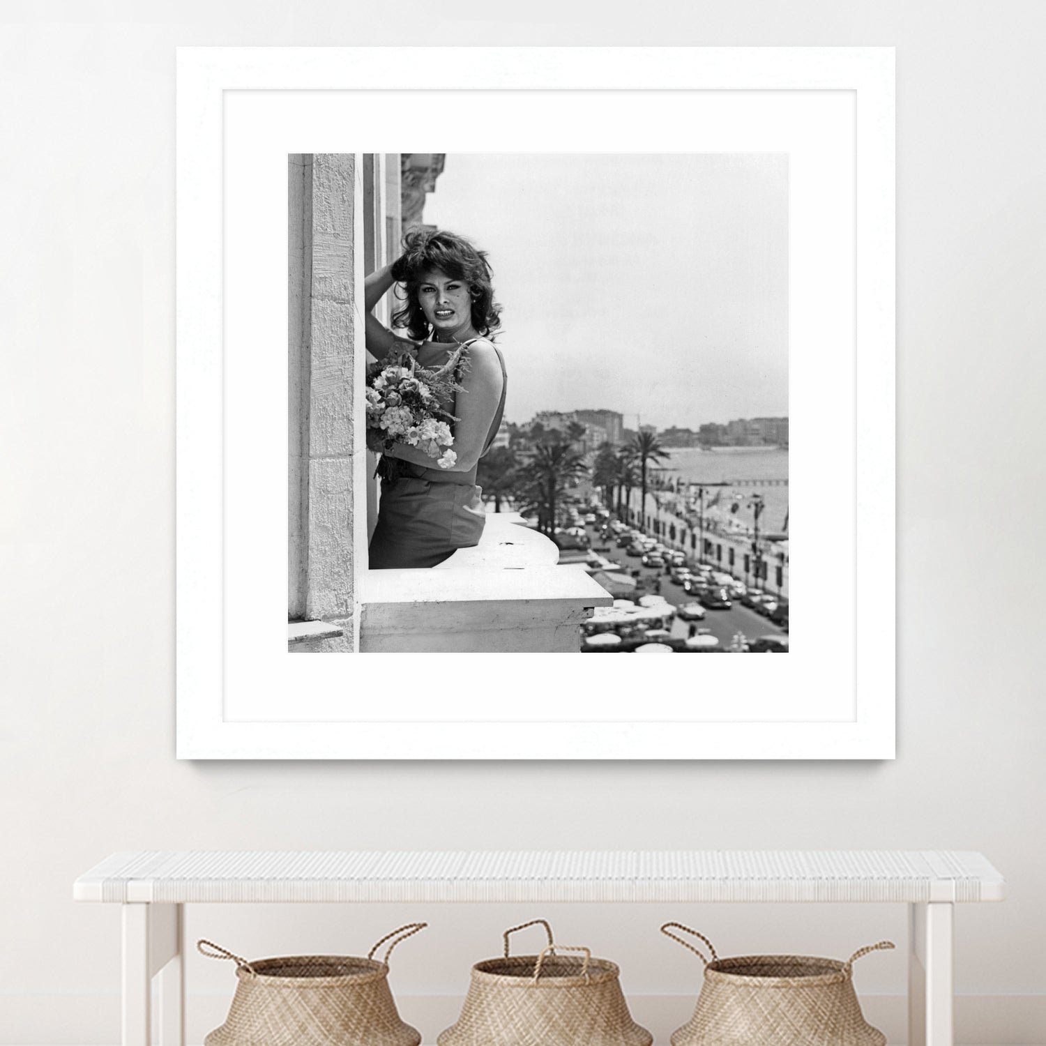 Sophia Loren during Cannes Festival on May 13, 1959 at The Balcony of Carlton Hotel by Bridgeman Images on GIANT ART - black and white photography