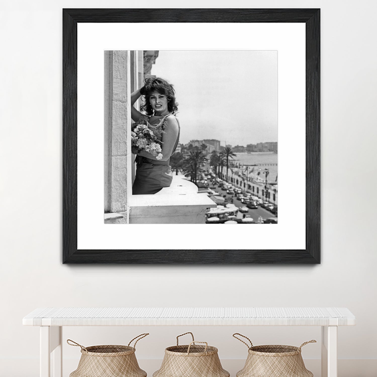 Sophia Loren during Cannes Festival on May 13, 1959 at The Balcony of Carlton Hotel by Bridgeman Images on GIANT ART - black and white photography