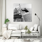 Charles Aznavour, Nicole Berger and Elga Andersen at Cannes Film Festival on May 8, 1959 by Bridgeman Images on GIANT ART - black and white photogrpahy