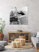 Charles Aznavour, Nicole Berger and Elga Andersen at Cannes Film Festival on May 8, 1959 by Bridgeman Images on GIANT ART - black and white photogrpahy