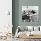 Charles Aznavour, Nicole Berger and Elga Andersen at Cannes Film Festival on May 8, 1959 by Bridgeman Images on GIANT ART - black and white photogrpahy