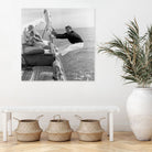 Charles Aznavour, Nicole Berger and Elga Andersen at Cannes Film Festival on May 8, 1959 by Bridgeman Images on GIANT ART - black and white photogrpahy