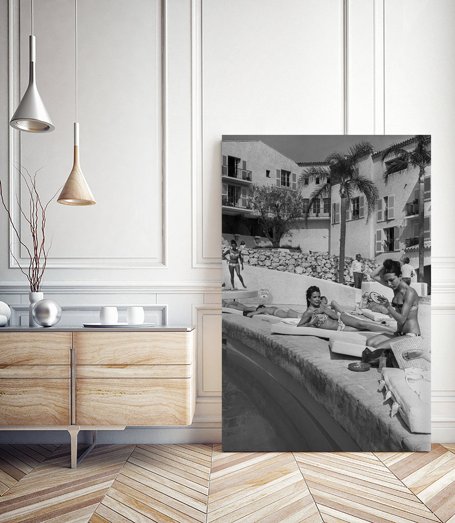 Opening of Famous Luxury Hotel Byblos in Saint Tropez in 1967 by Photo © AGIP / Bridgeman Images on GIANT ART - black and white  photography