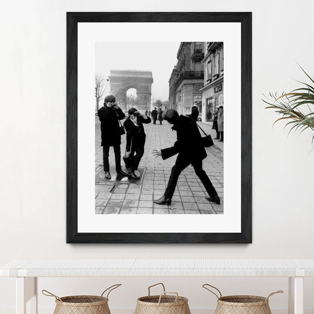 The Beatles in Paris : John Lennon Photographed By George Harrison and Paul McCartney on Champs Elysees in Paris January 15, 1964  by bridgeman Images  on GIANT ART - black and white photography