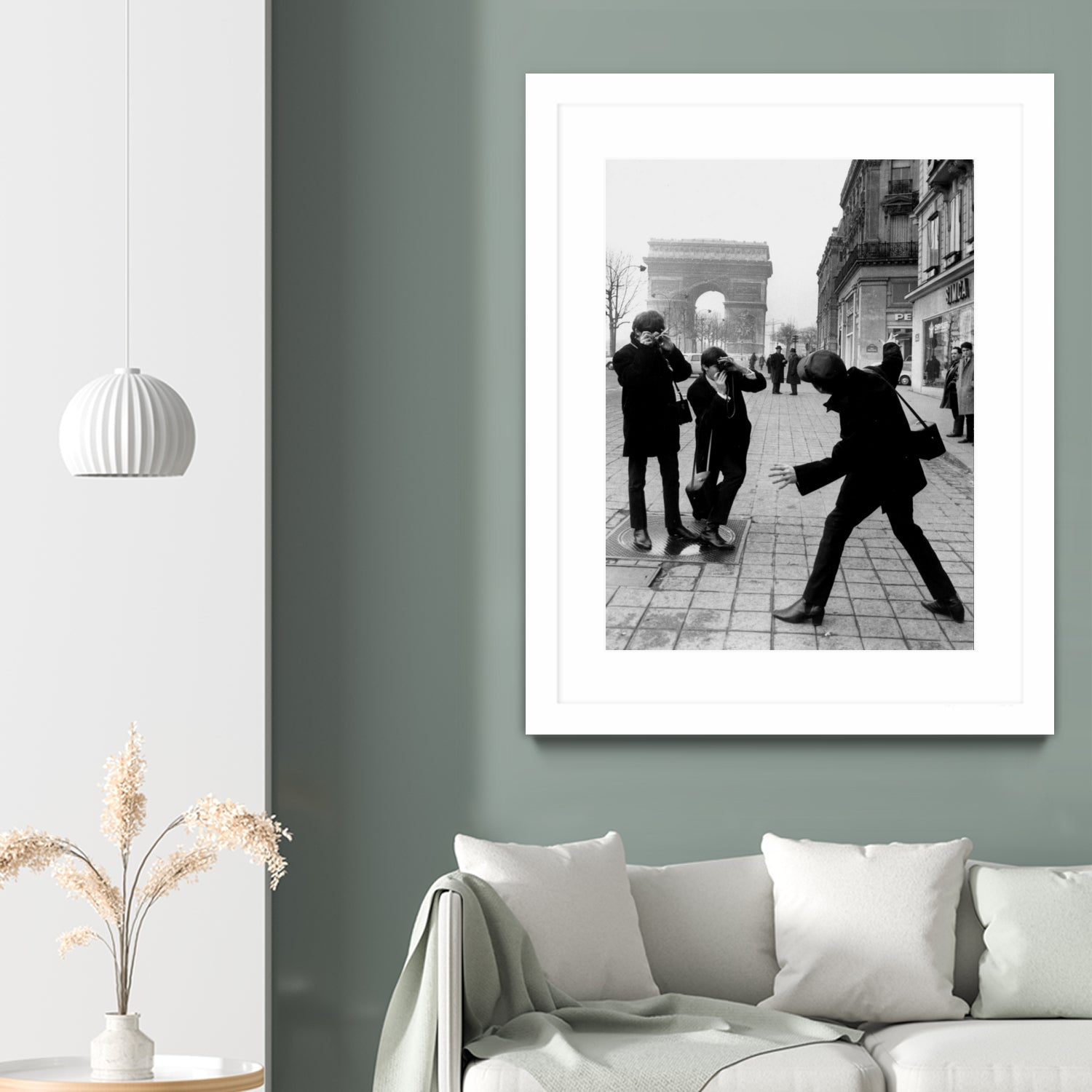 The Beatles in Paris : John Lennon Photographed By George Harrison and Paul McCartney on Champs Elysees in Paris January 15, 1964  by bridgeman Images  on GIANT ART - black and white photography