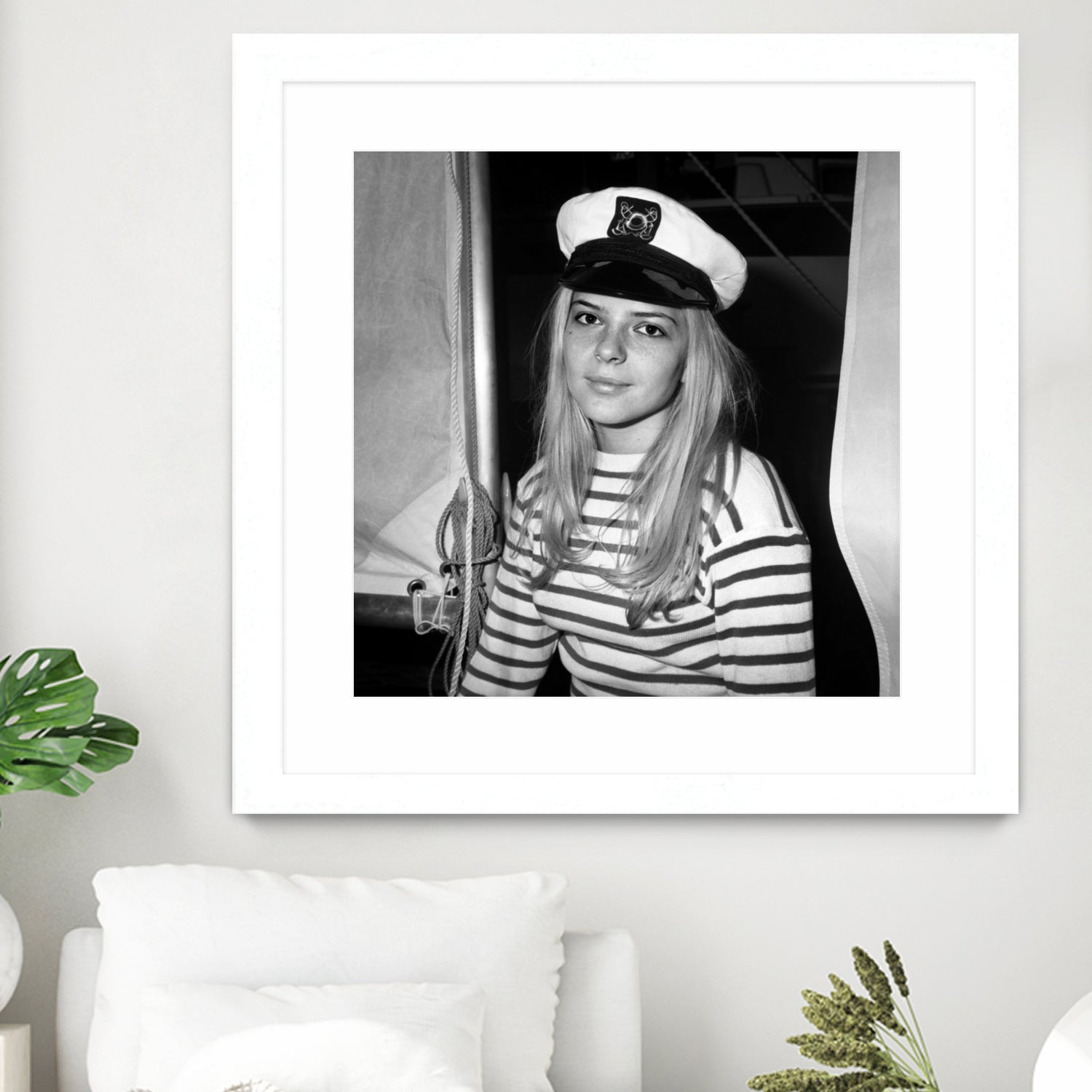 French Singer France Gall With Sailor Suit at Sailing Show, Paris, 17th January 1968 by Bridgeman Images on GIANT ART - black and white photography 