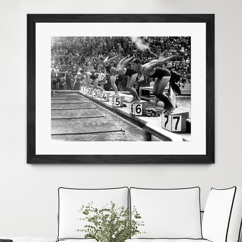 swimming competition at berlin Olympic Games in 1936  by Bridgeman Images  on GIANT ART - black and white photgraphy