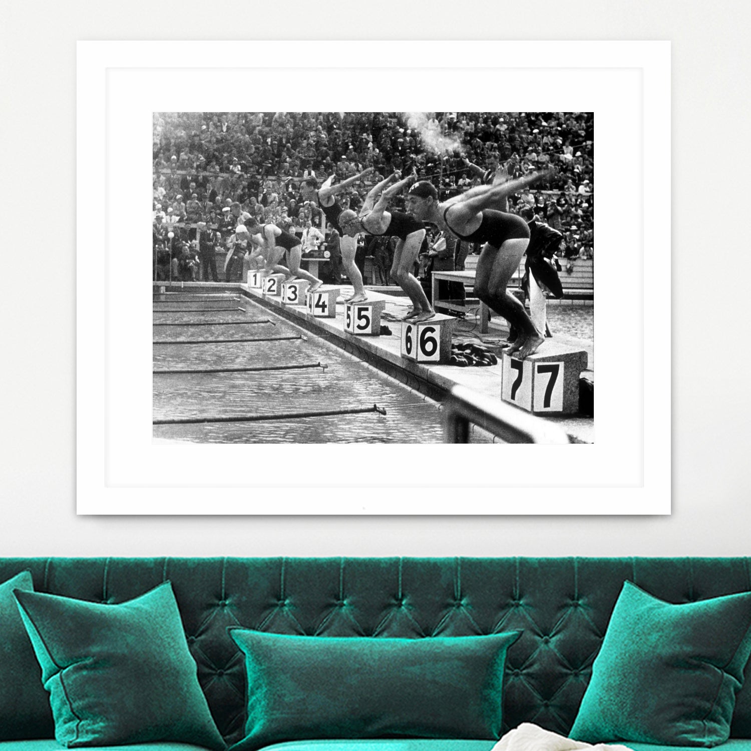 swimming competition at berlin Olympic Games in 1936  by Bridgeman Images  on GIANT ART - black and white photgraphy
