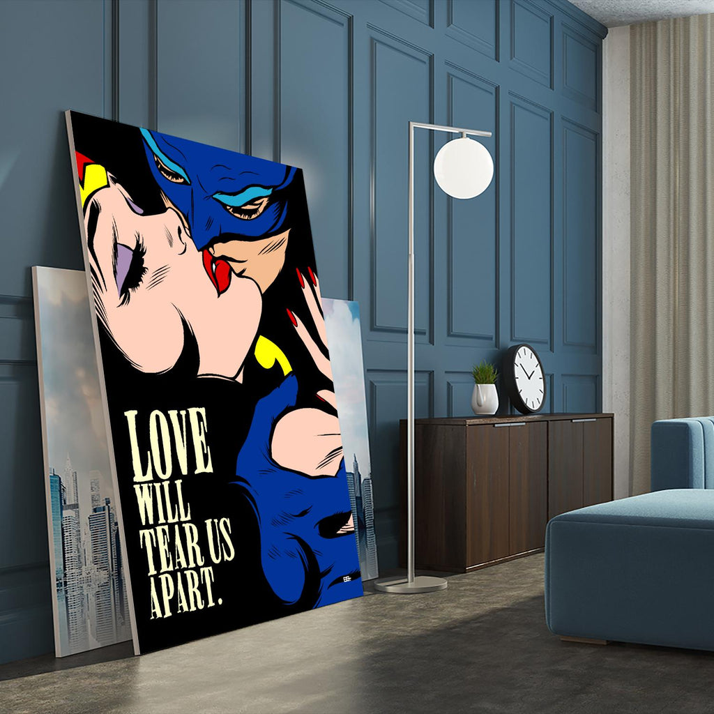 Love Vigilantes by Butcher Billy on GIANT ART - red digital batman kissing 