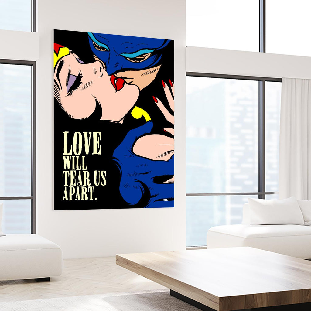 Love Vigilantes by Butcher Billy on GIANT ART - red digital batman kissing 