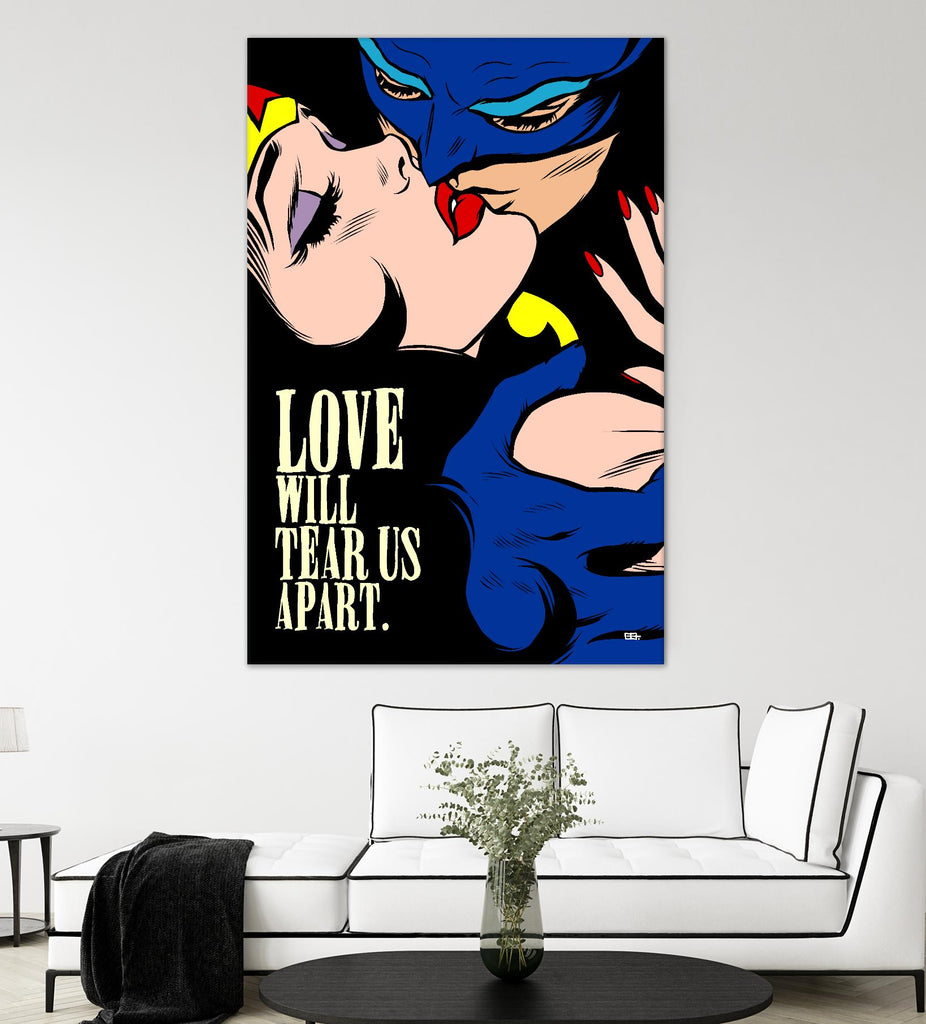 Love Vigilantes by Butcher Billy on GIANT ART - red digital batman kissing 