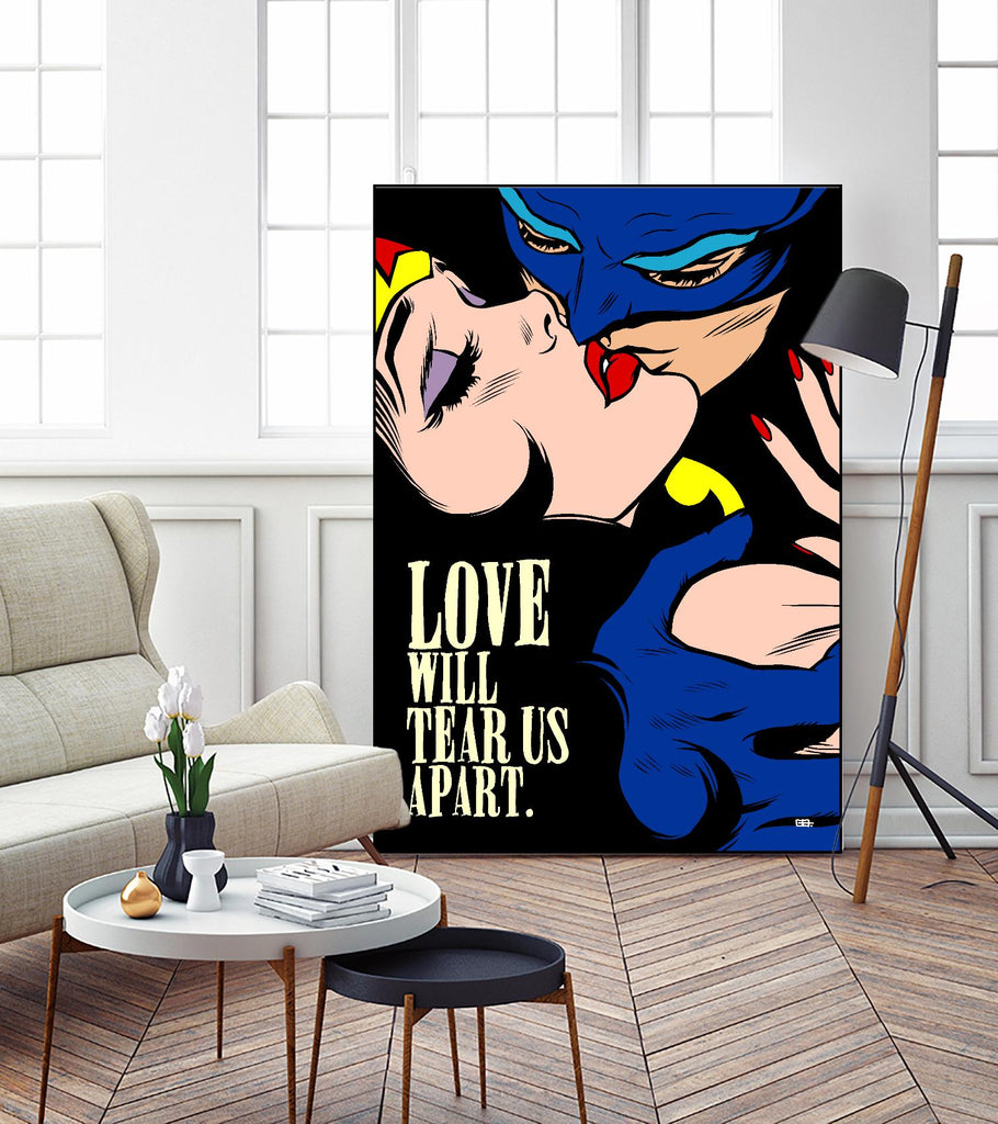 Love Vigilantes by Butcher Billy on GIANT ART - red digital batman kissing 