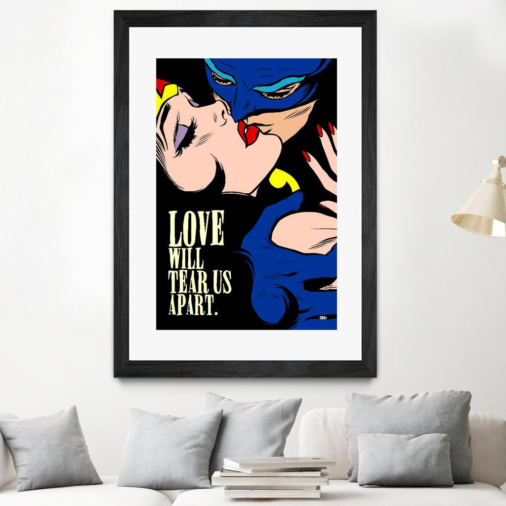 Love Vigilantes by Butcher Billy on GIANT ART - red digital batman kissing 