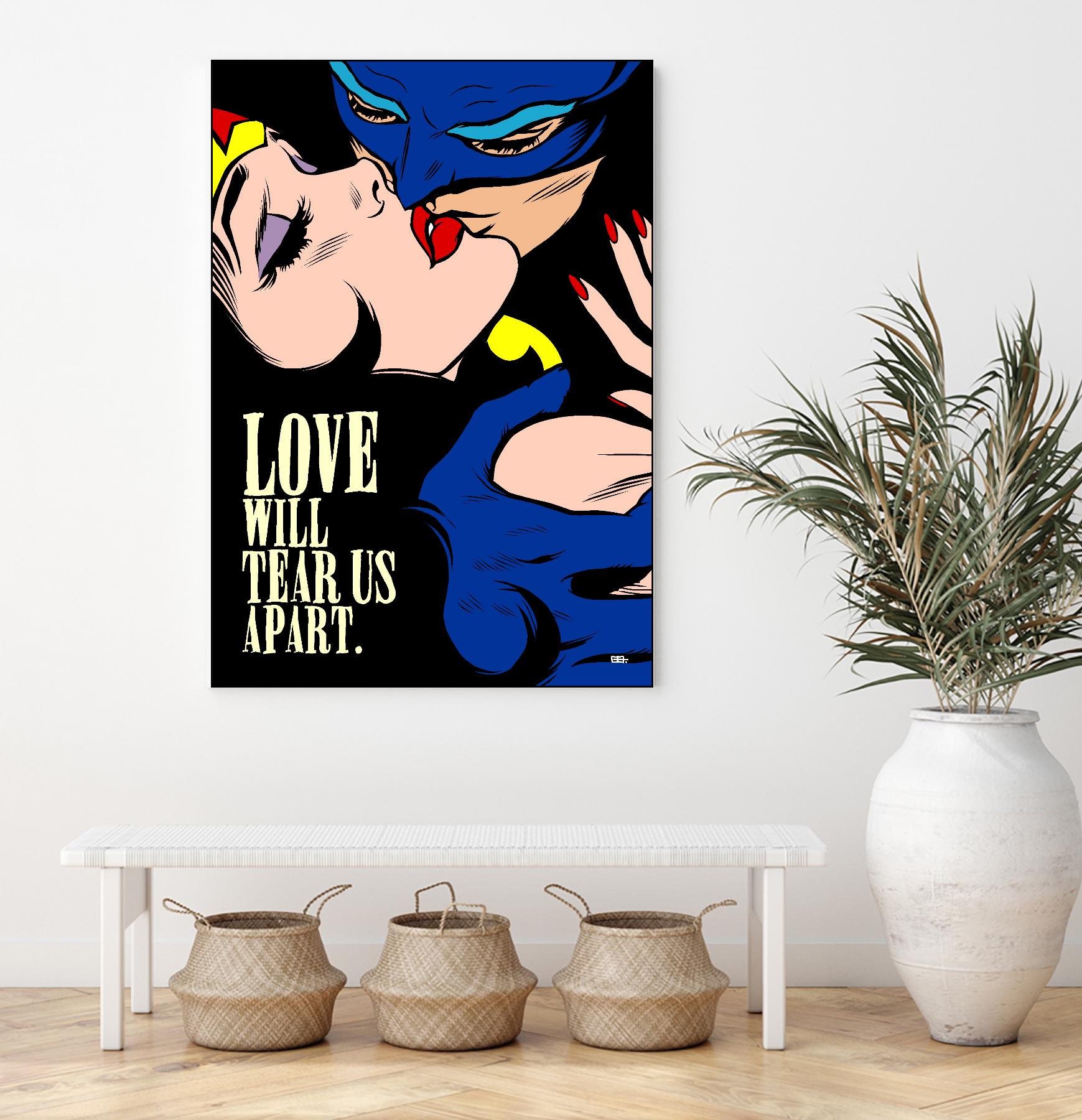 Love Vigilantes by Butcher Billy on GIANT ART - red digital batman kissing 