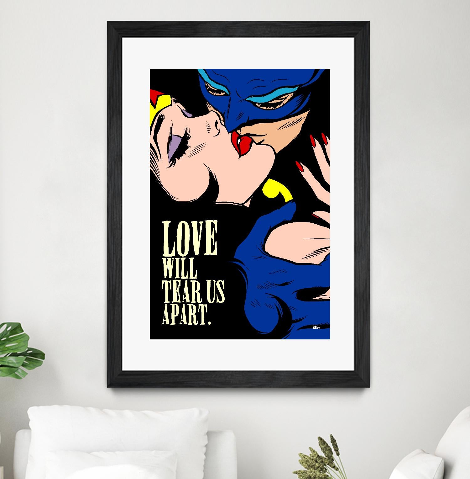 Love Vigilantes by Butcher Billy on GIANT ART - red digital batman kissing 