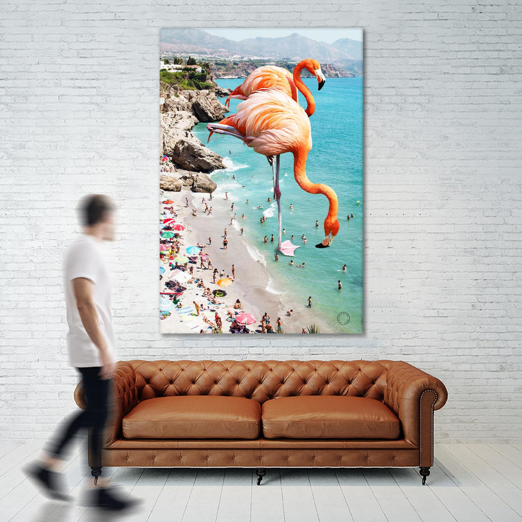 Flamingos on the beach by 83  oranges on GIANT ART - orange digital beach