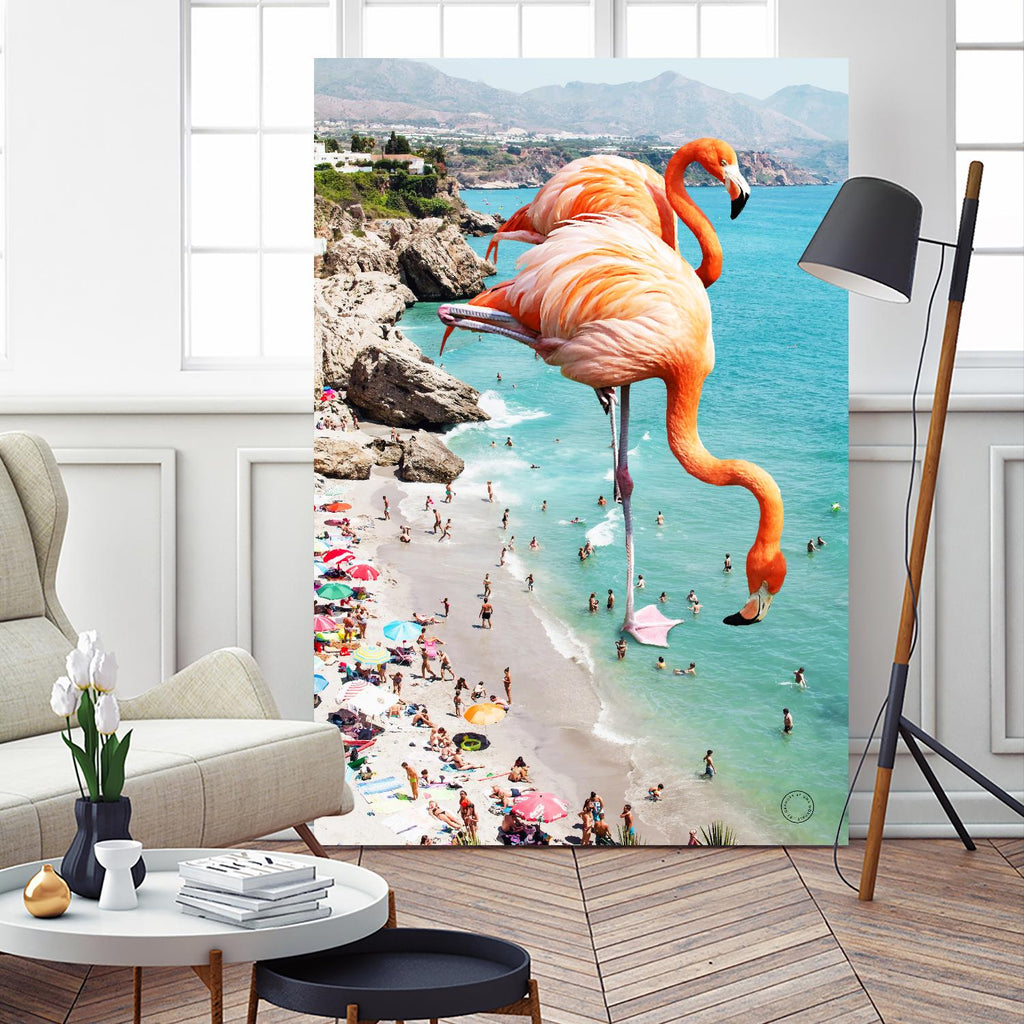 Flamingos on the beach by 83  oranges on GIANT ART - orange digital beach