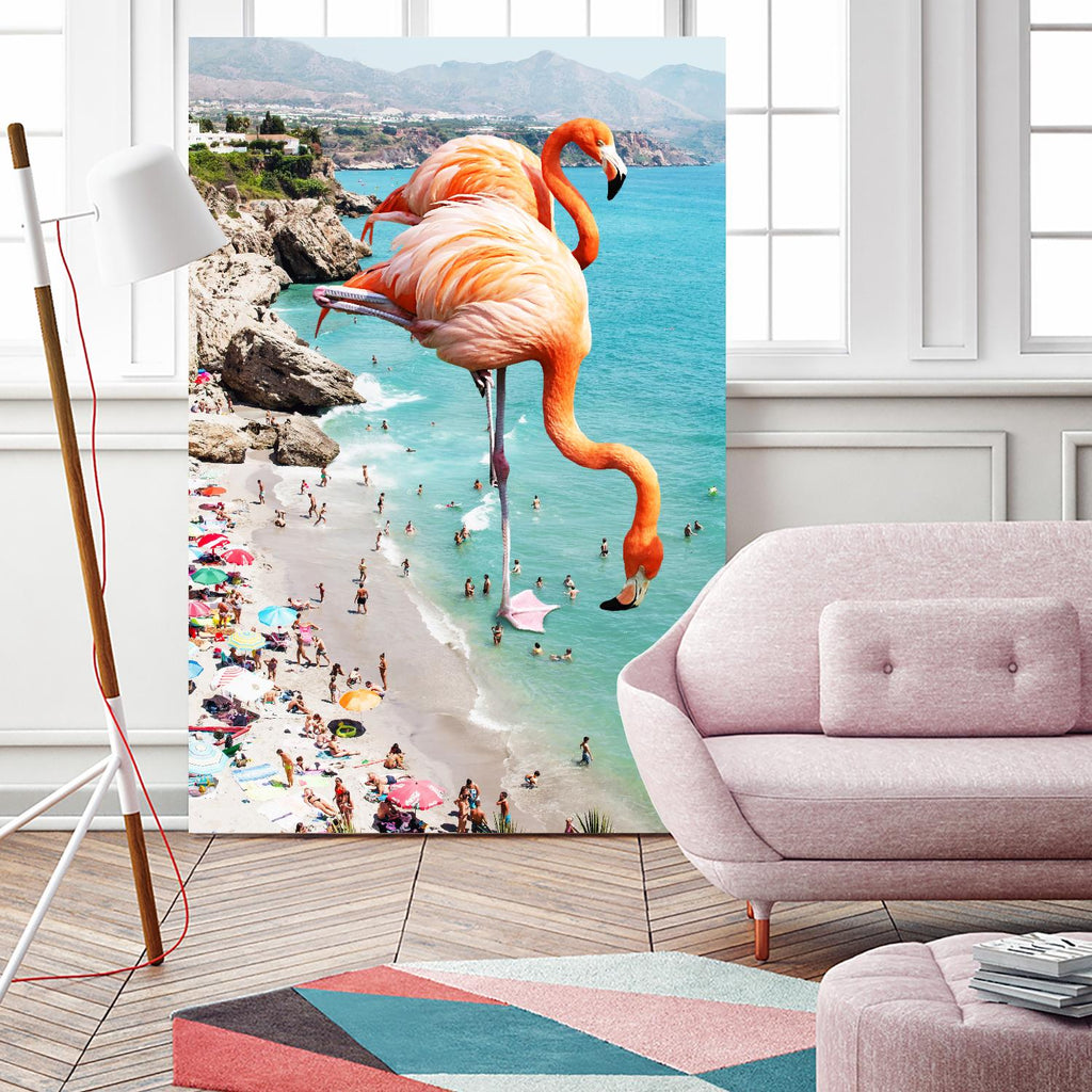 Flamingos on the beach by 83  oranges on GIANT ART - orange digital beach