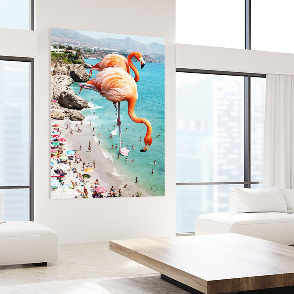 Flamingos on the beach by 83  oranges on GIANT ART - orange digital beach