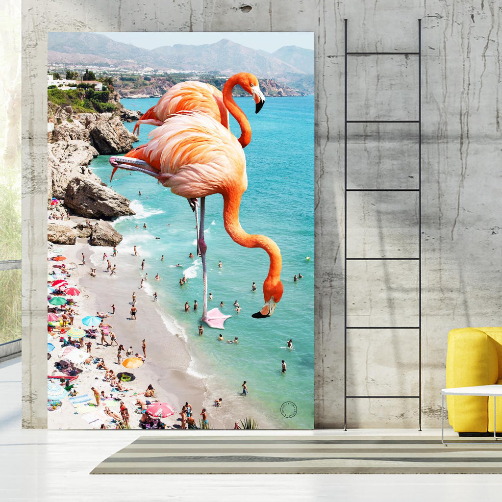 Flamingos on the beach by 83  oranges on GIANT ART - orange digital beach