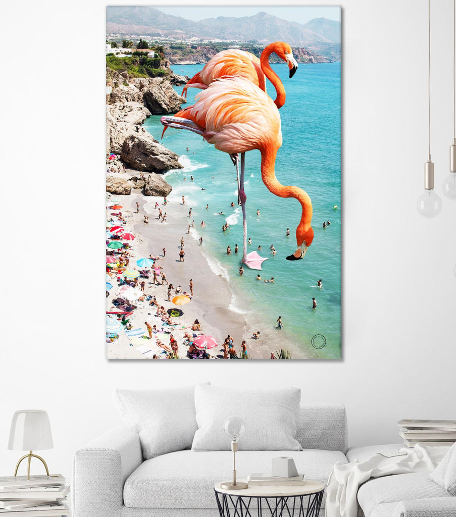 Flamingos on the beach by 83  oranges on GIANT ART - orange digital beach