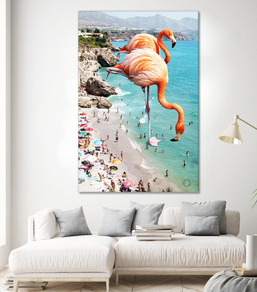 Flamingos on the beach by 83  oranges on GIANT ART - orange digital beach