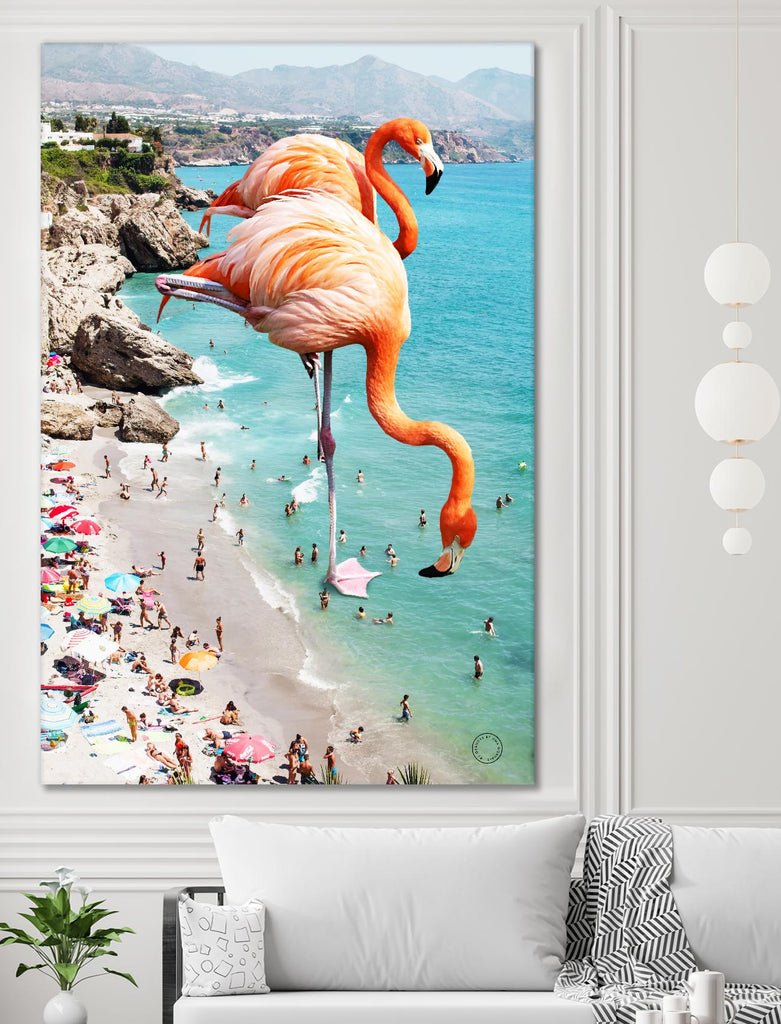 Flamingos on the beach by 83  oranges on GIANT ART - orange digital beach